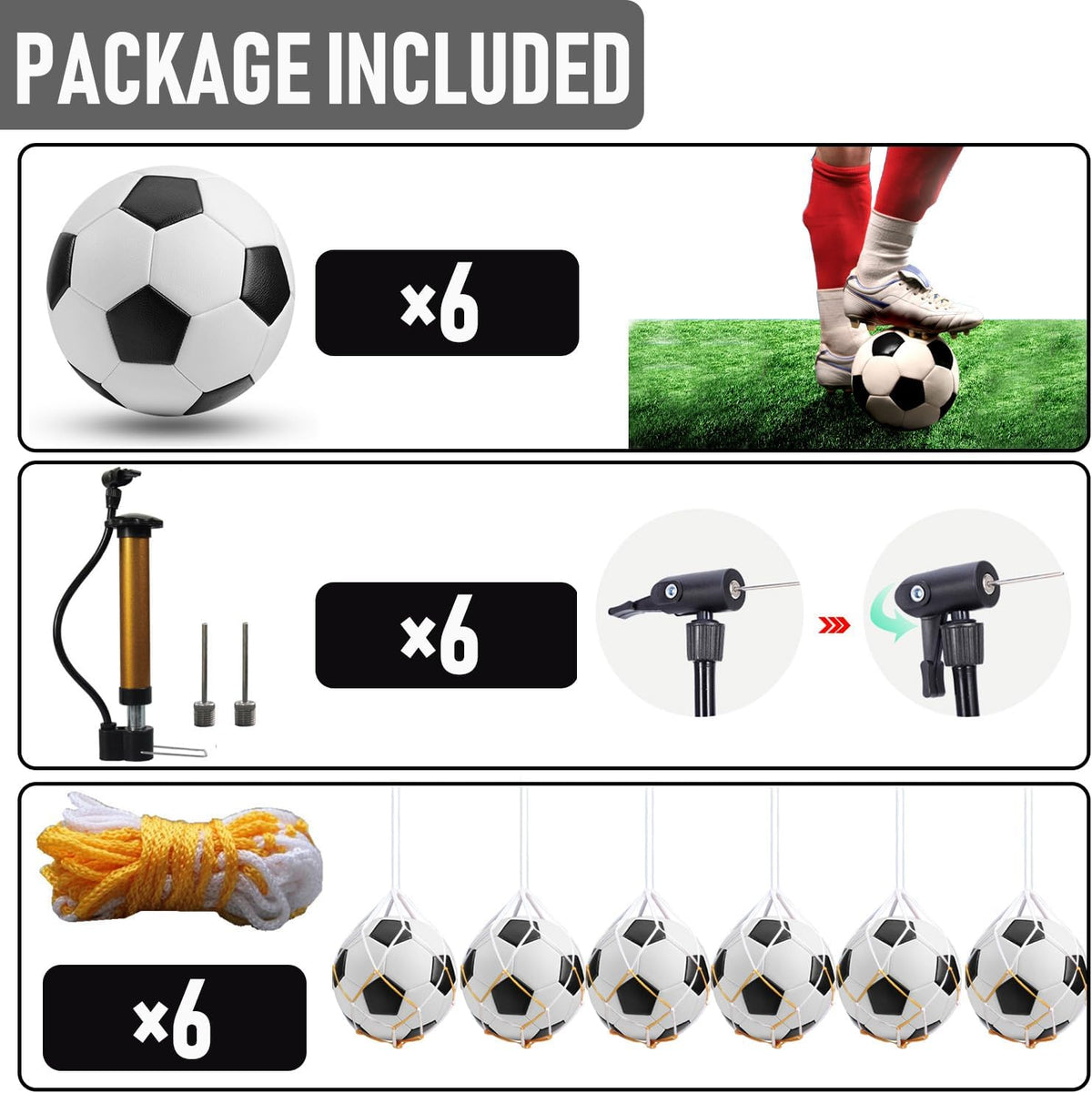 6 piezas pelotas de fútbol de operación navideña a granel con bomba, agujas, tamaño 5/4/3 pelota de fútbol deportiva pelota de entrenamiento para fútbol adulto para suministros de donación