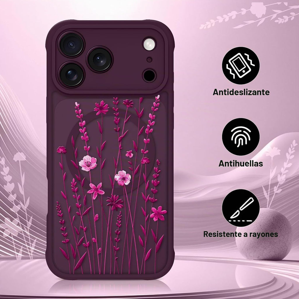 OOK Funda para iPhone 18 Pro de 6.3 pulgadas con flores florales color