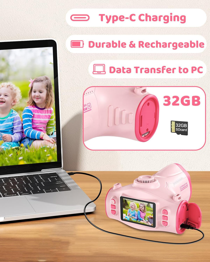 Cámara para niños con proyector, cámara digital HD 1080P para niños...