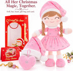 Gloveleya Juego de muñecas de peluche navideñas con sombrero, 5 piezas
