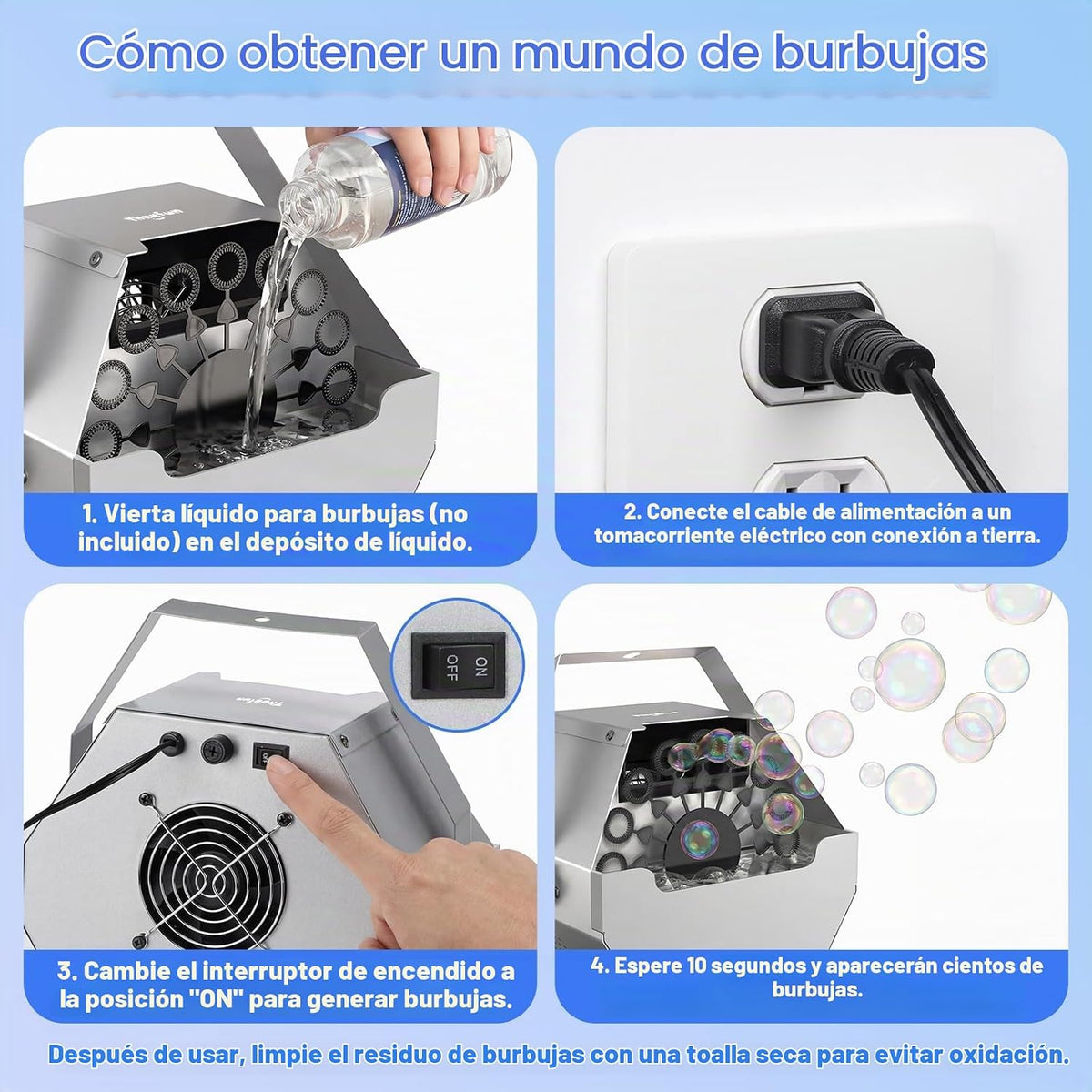 Theefun Máquina de burbujas 750ML Control manual Metal Bubble Soplador