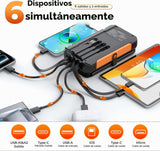 Cargador solar de 20000 mAh, cargador portátil integrado con 4 cabl...