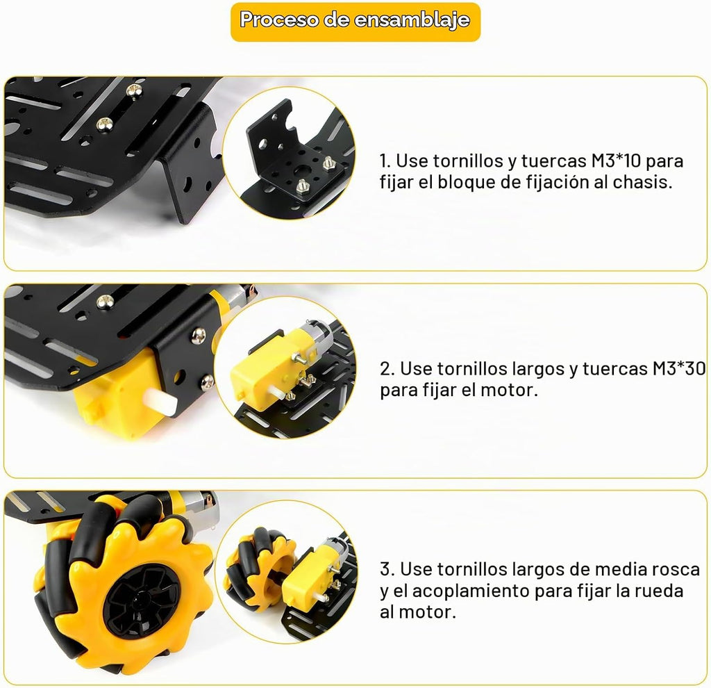 4WD Mecanum Robot Chassis Kit para Arduino y Raspberry Pi
