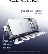 Lexar D70E 2TB Dual Drive SSD externo, hasta 2000 MB\/s de lectura...