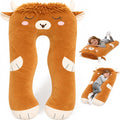 Almohadas largas de felpa en forma de U de 47 x 23 pulgadas para niños, almohada suave y grande para dormir, funda lavable, regalo para niños y niñas
