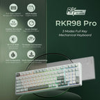 RK ROYAL KLUDGE R98 Pro - Teclado mecánico inalámbrico, teclado cremoso Bluetooth/2.4GHz/RGB con cable para juegos con teclado numérico y perilla, teclas PBT de perfil MDA, interruptor táctil intercambiable en caliente, cian