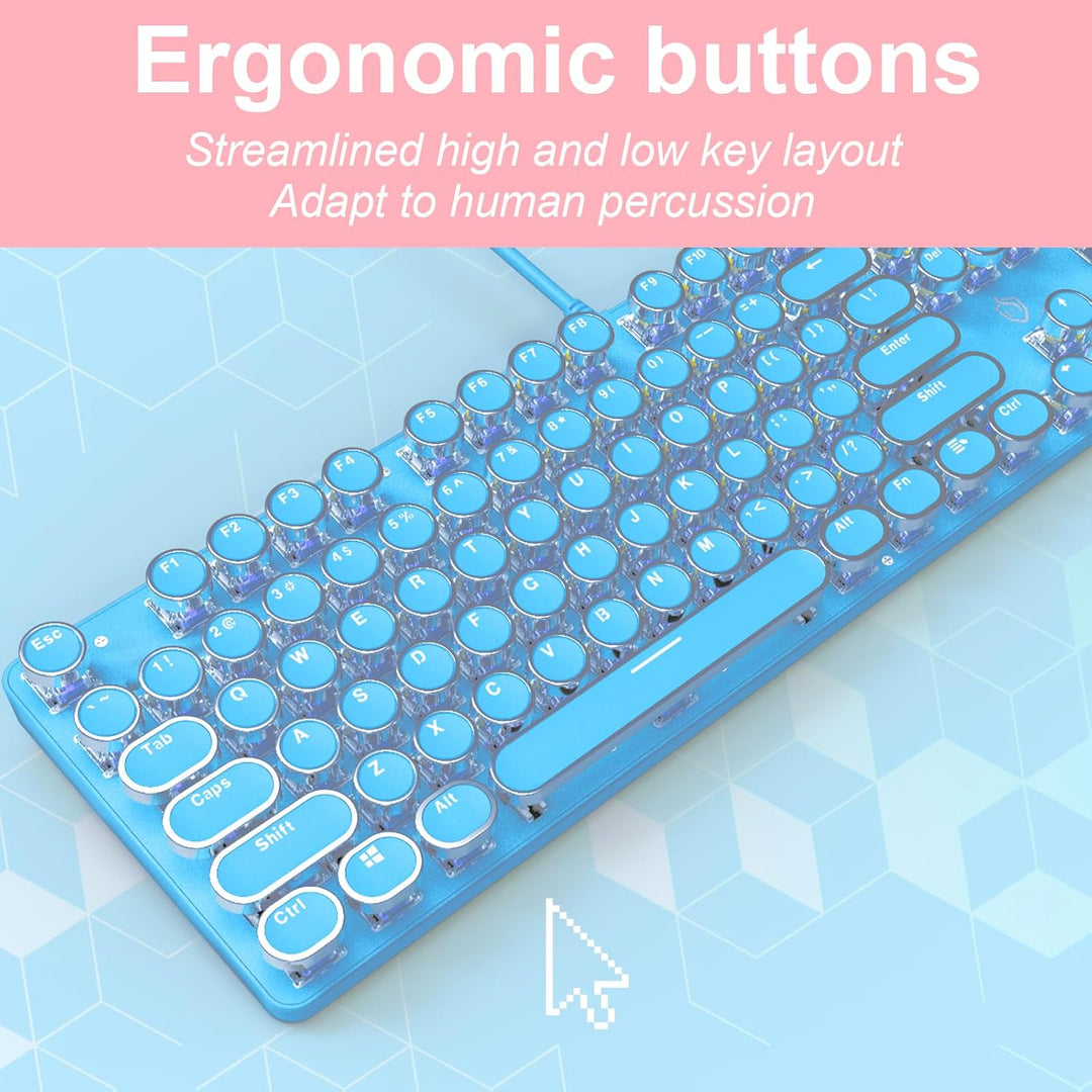 YSCP Teclado mecánico para juegos estilo máquina de escribir, retro...