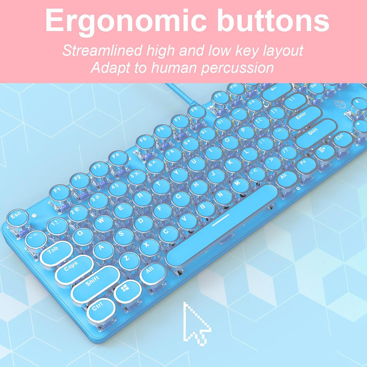 YSCP Teclado mecánico para juegos estilo máquina de escribir, retro...