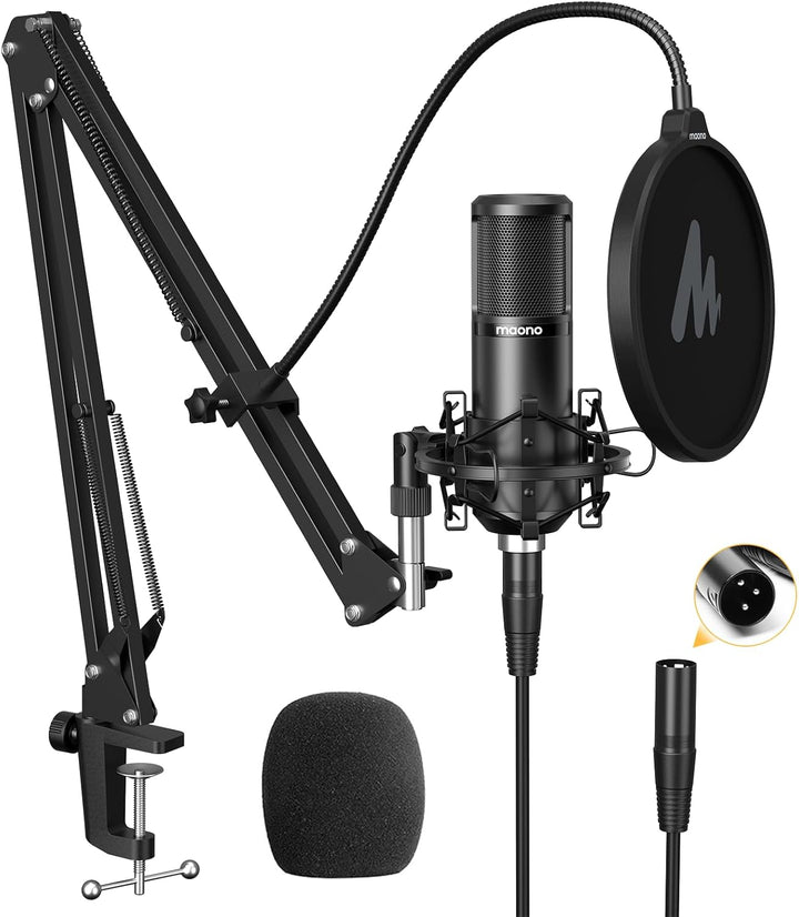 MAONO Micrófono de condensador XLR, micrófono de grabación de estud...