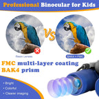 Binoculares reales para niños. Regalos para niños de 3 a 12 años. Niños o niñas. Binoculares compactos de juguete de 8x21 con óptica de alta resolución para observación de aves, viajes, acampada