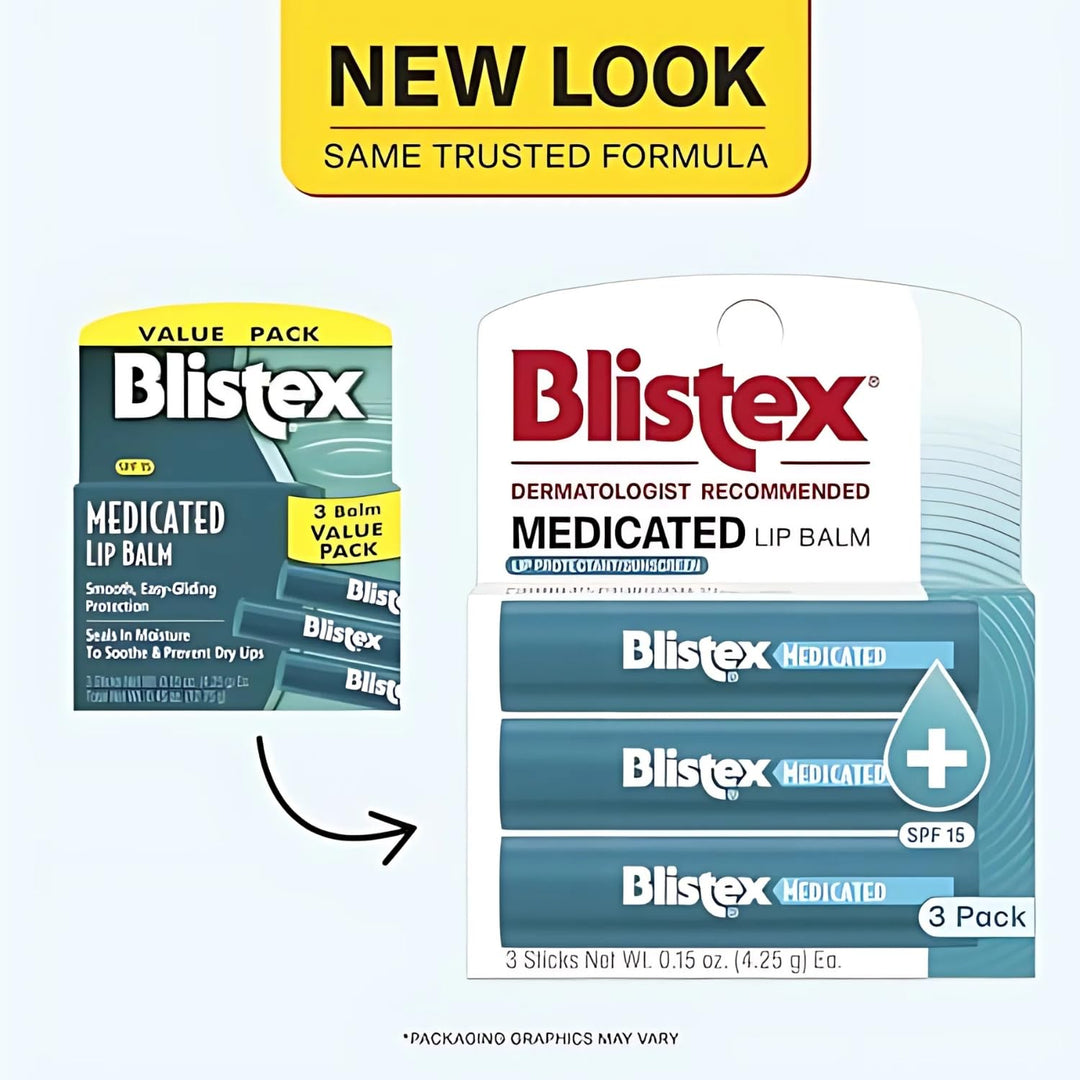 Blistex Bálsamo labial medicado, 0.15 onzas, 3 unidades (paquete de...