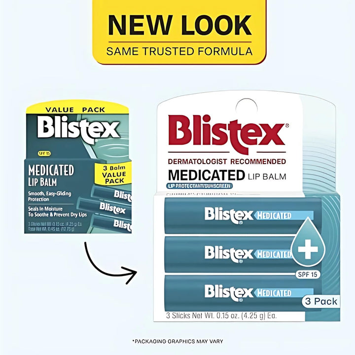 Blistex Bálsamo labial medicado, 0.15 onzas, 3 unidades (paquete de...