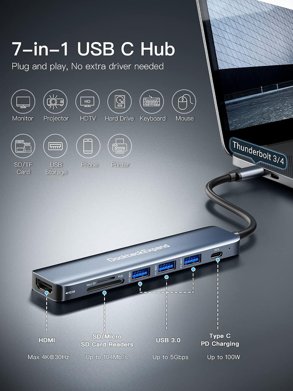 DockteckExpand, DE0005, hub USB 3.0