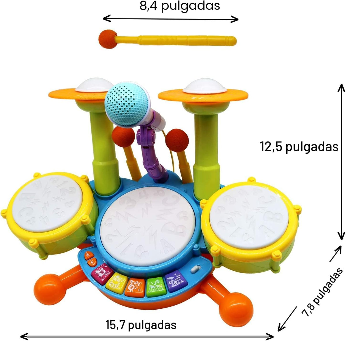 Juego de batería para niños pequeños, instrumentos musicales para niños, juguetes para regalos de cumpleaños de niños, kit de batería eléctrica para bebés y niñas