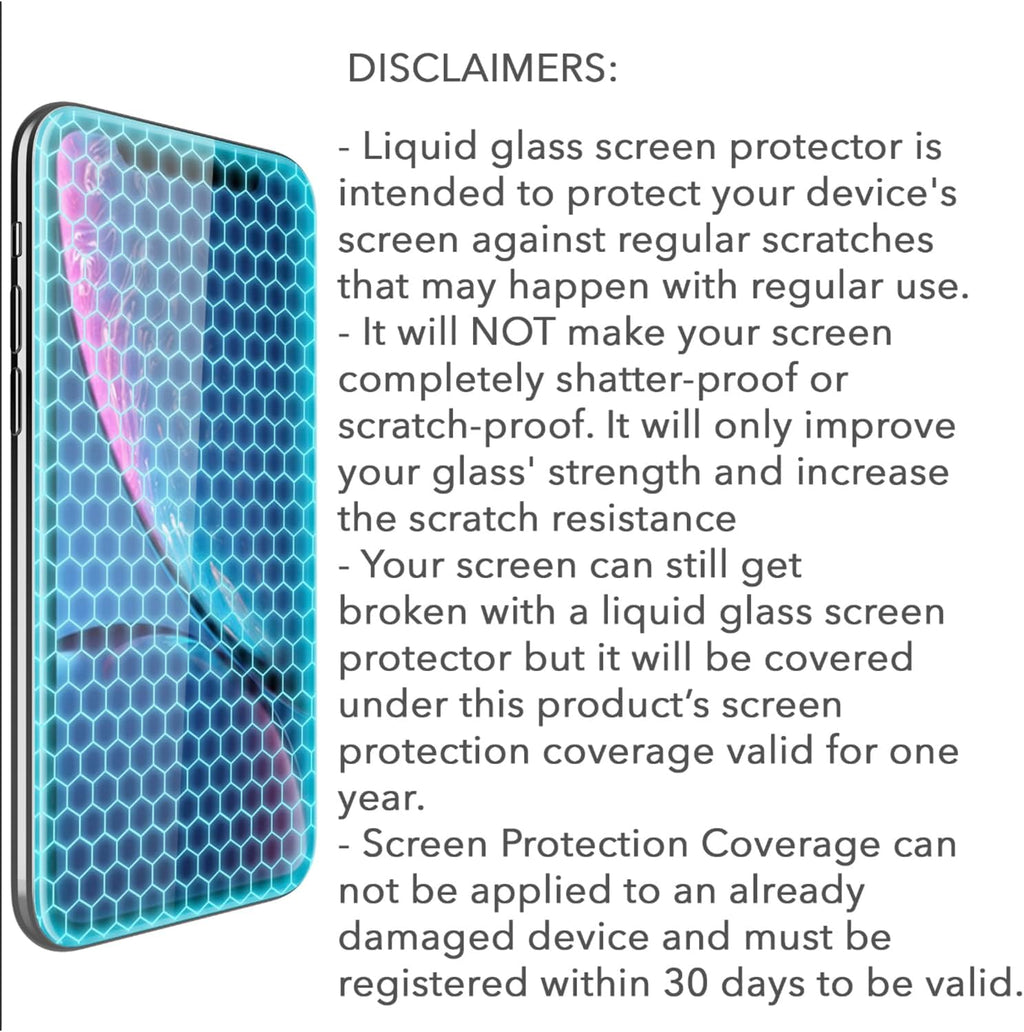Paquete de 2 protectores de pantalla de vidrio líquido con protección de pantalla de $250 (cada uno) para todos los teléfonos inteligentes, tabletas y relojes, ajuste universal