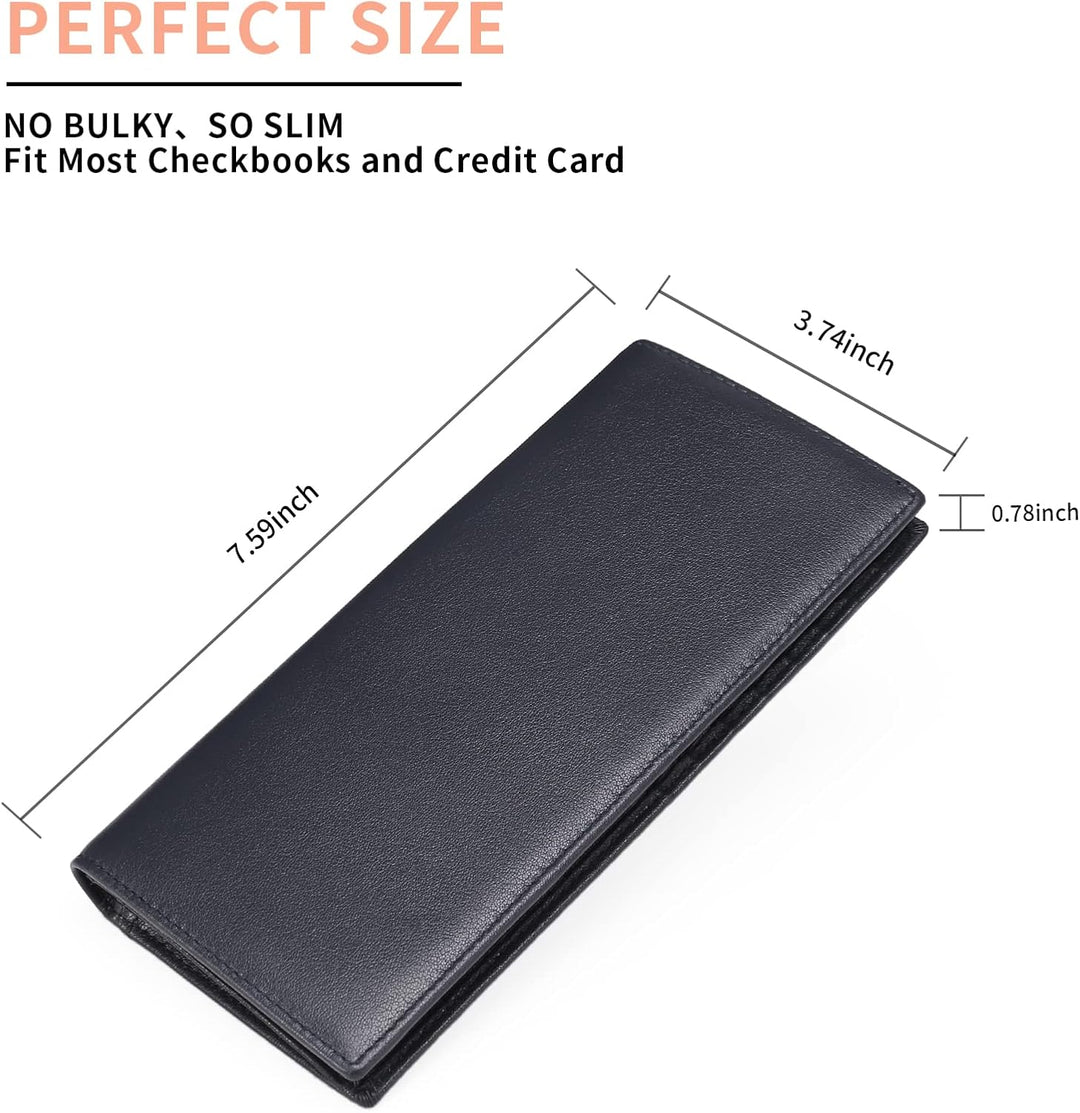 FALAN MULE Cartera de cuero genuino con bloqueo RFID delgada con ta...