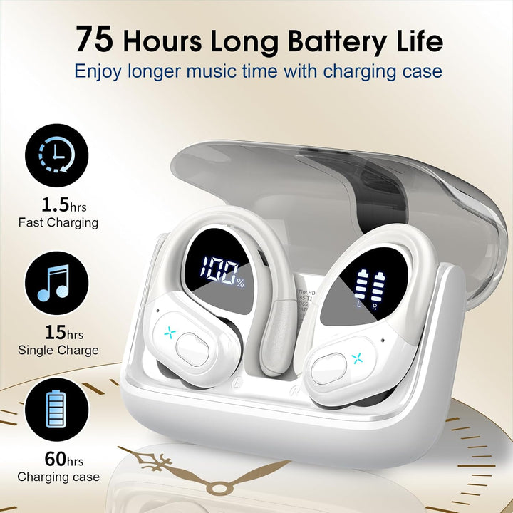 Aptkdoe Auriculares inalámbricos Bluetooth 5.4 de 75 horas para dep...