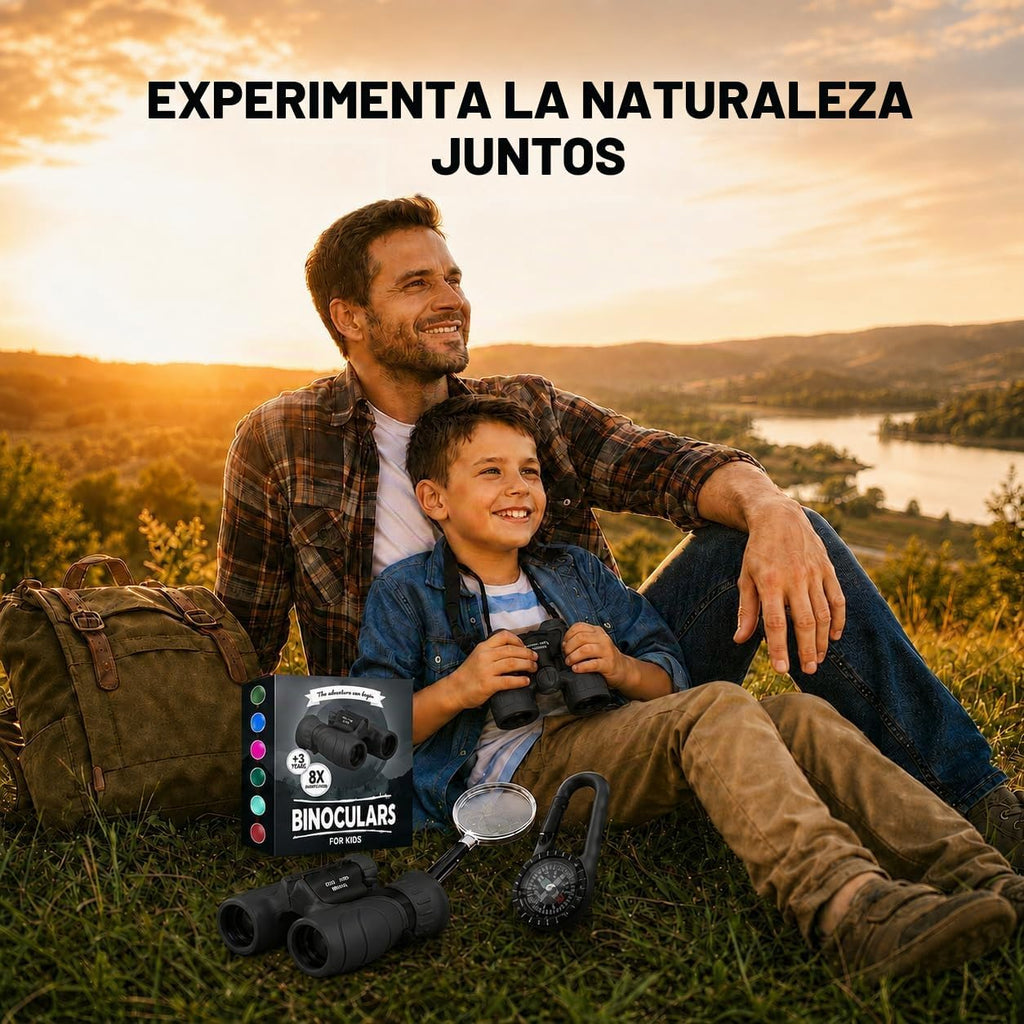Binoculares para niños – Juguete perfecto para niños pequeños y niñas – Juego extenso que incluye lupa y brújula – Potente aumento 8 x 21 – niños de 3 a 12 años para niños pequeños