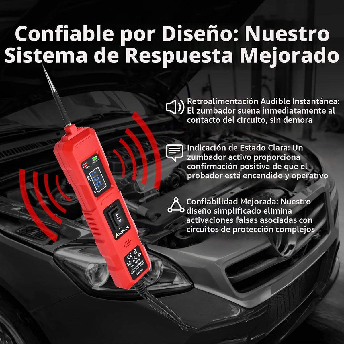 Probador de sonda de circuito de alimentación del coche de 6V-48V DC con