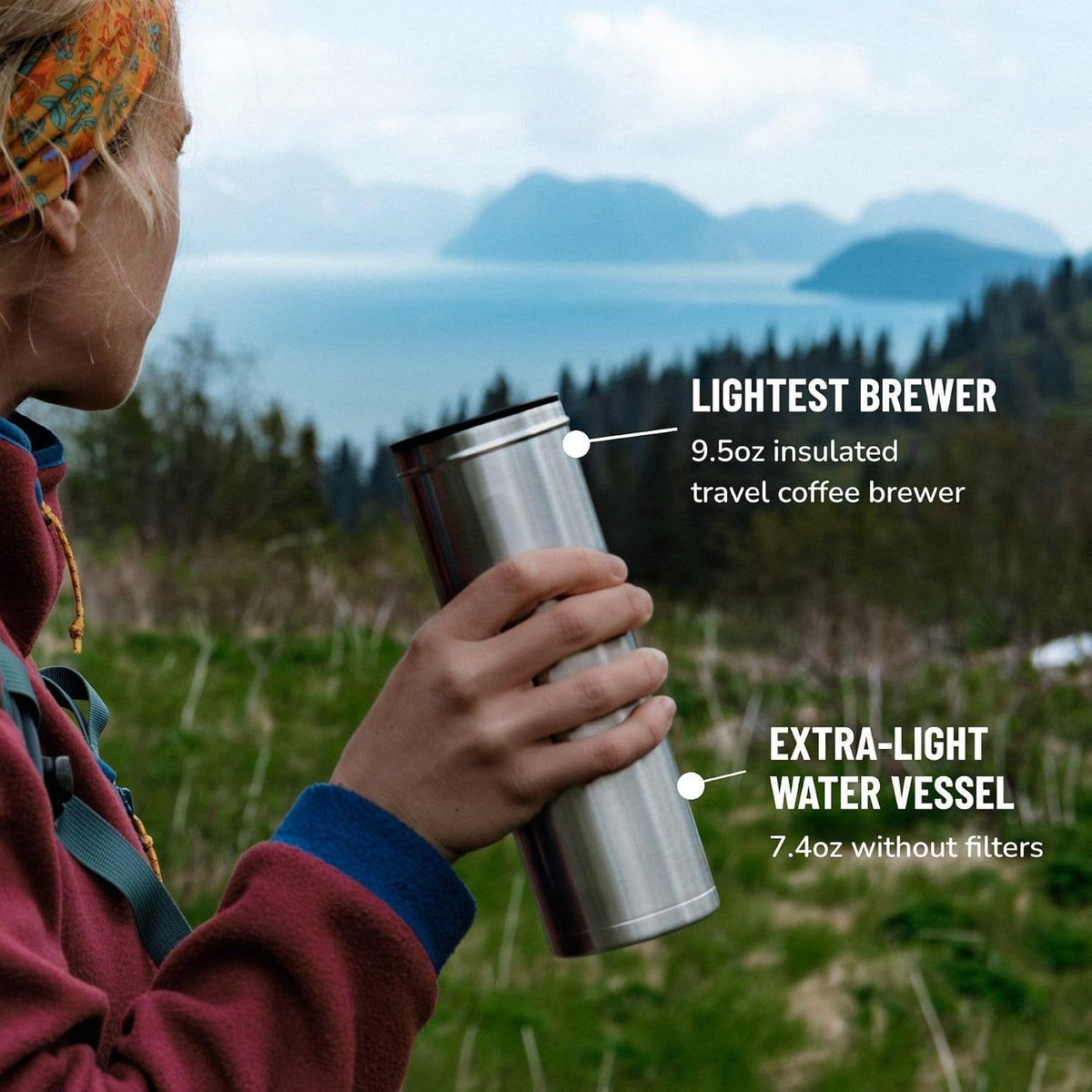 ESPRO Go P0 - Cafetera de prensa francesa aislada para viajes, 16 onzas, acero