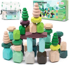 48 piezas de bloques de construcción de rocas apilables de madera, Morandi 48 piezas