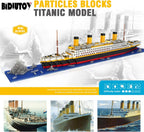 Titanic Ship - Juego de bloques de construcción modelo de barco, juegos de rompecabezas 3D, juguetes educativos de bricolaje, juguete de ladrillos, con 1860 piezas de microbloques pequeños,