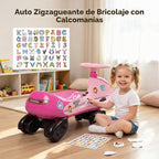 Coche eléctrico de 12 V, Wiggle Car para niños con luz intermitente inferior, 2 velocidades, juguetes de paseo para niños con calcomanía, 9 modos de color, ruedas intermitentes, Bluetooth