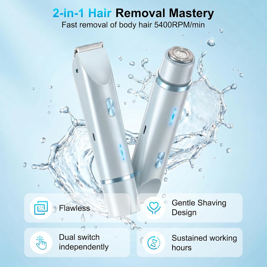 Debark Recortadora de bikini 2 en 1 para mujer, maquinilla de afeit...