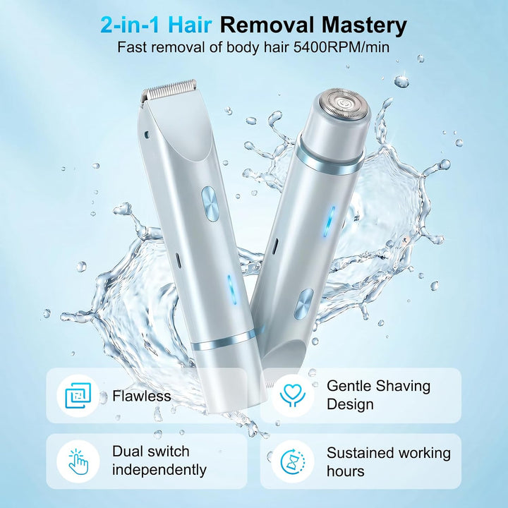 Debark Recortadora de bikini 2 en 1 para mujer, maquinilla de afeit...