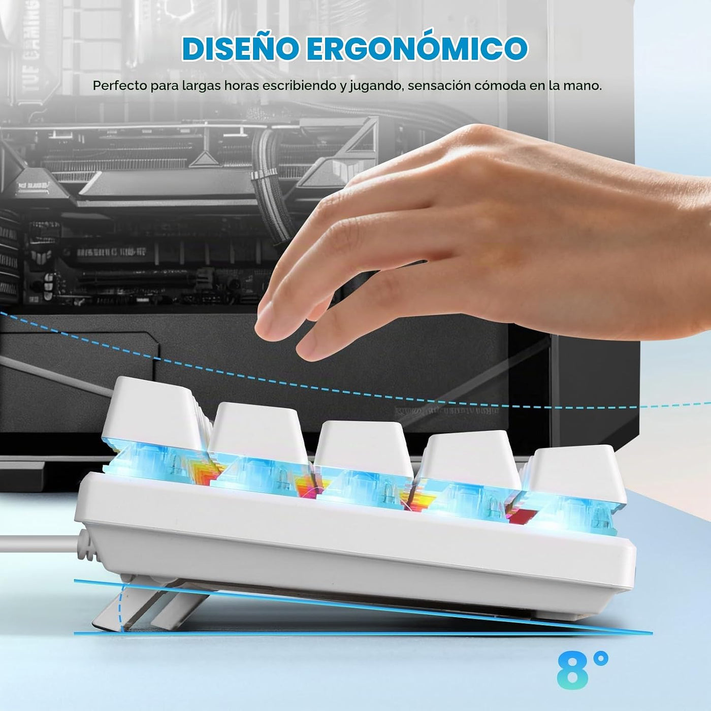 Gaozen Teclado mecánico 60% con cable para juegos, retroiluminado R...