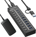 LLYDZKG, LLY-U801, hub USB 3.0 de 10 puertos, alimentado, adaptador 12V/3A