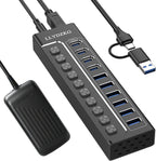 LLYDZKG, LLY-U801, hub USB 3.0 de 10 puertos, alimentado, adaptador 12V/3A