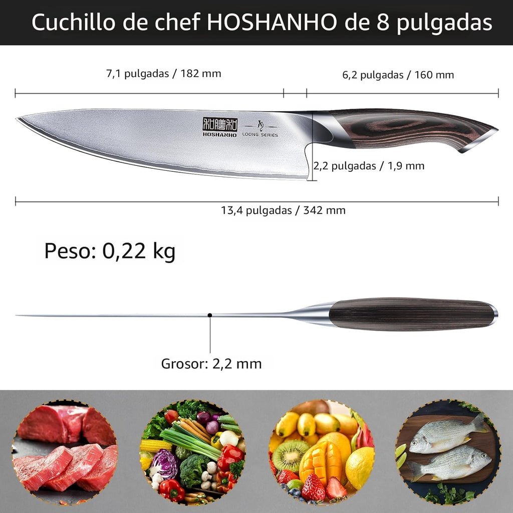 HOSHANHO Cuchillo de cocina japonés de acero de alto carbono