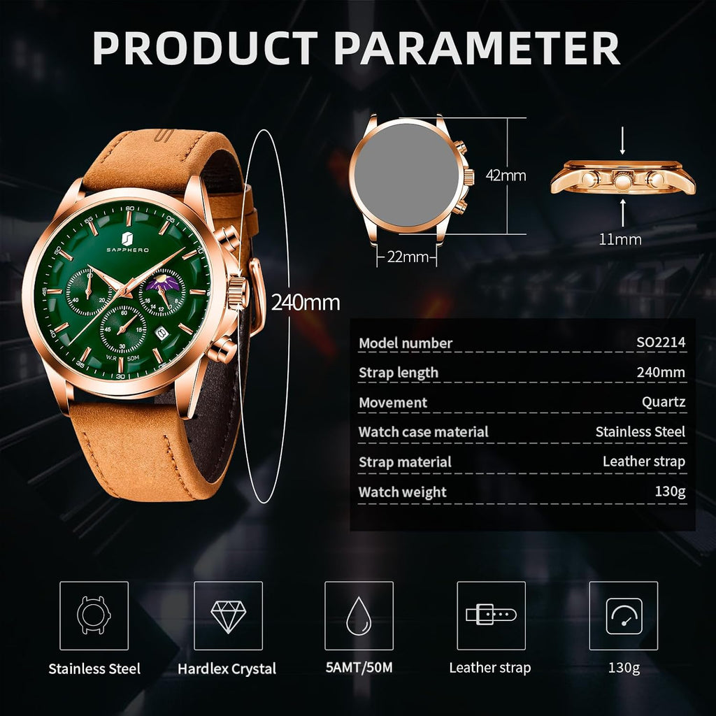 BENYAR Relojes para hombre, cronógrafo analógico de cuarzo, impermeables, relojes de pulsera para hombre, moda de negocios, trabajo, casual, deportivo, reloj de vestir con calendario
