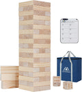 Torre gigante de hasta de 5 pies de alto, juego de apilar, 57 bloques de madera de pino de Nueva Zelanda; p/interiores/exteriores, fiesta de cumpleaños, p/adultos y niños de todas las edades