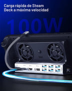 Estación de acoplamiento de doble ventilador 14 en 1 para Steam Deck/ROG