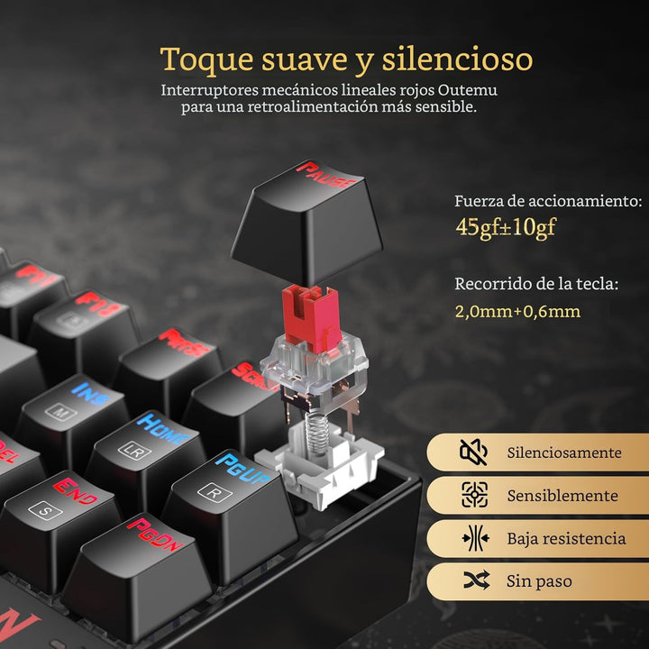 Redragon Teclado mecánico para juegos K552, compacto de 87 teclas,...