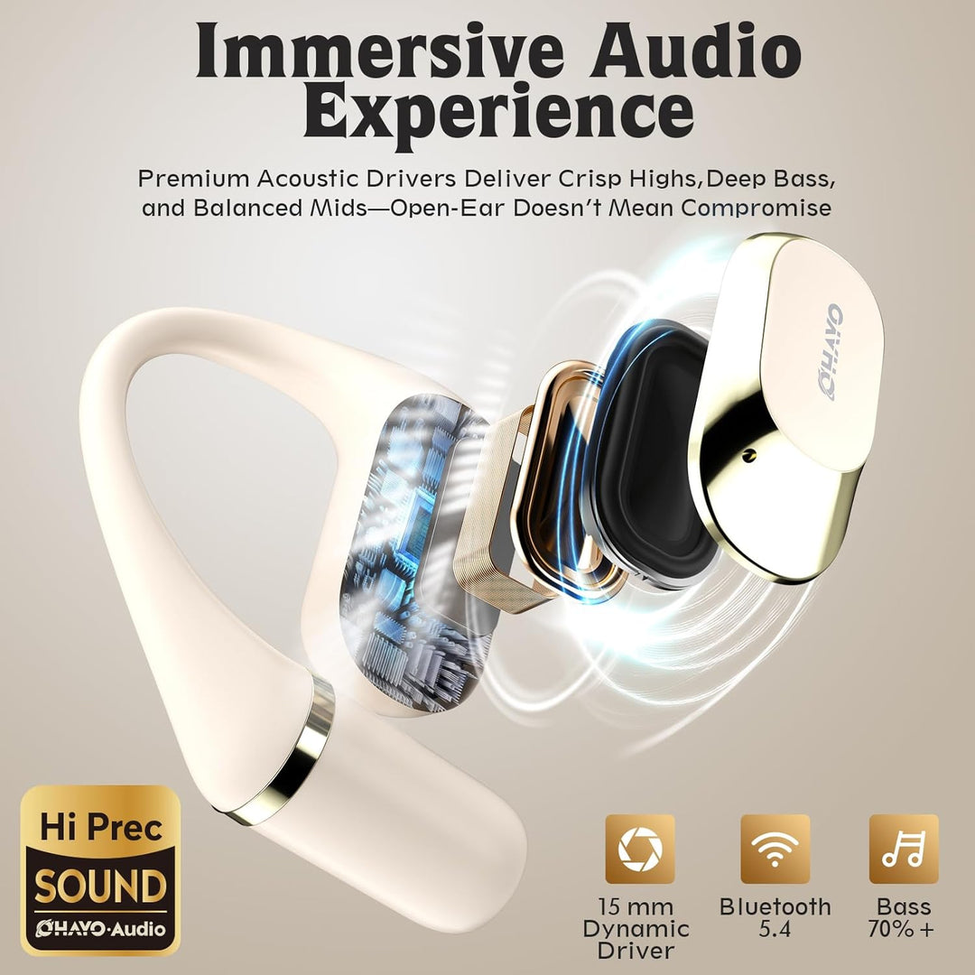 OHAYO Auriculares de oreja abierta, auriculares con gancho ergonómi...