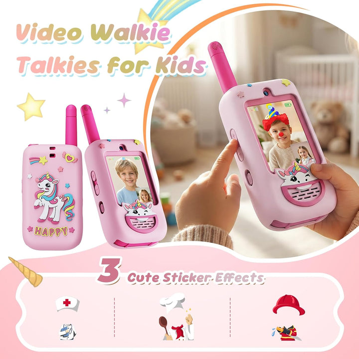 Walkie Talkies de video para niños, paquete de 2 con pantalla, radi...