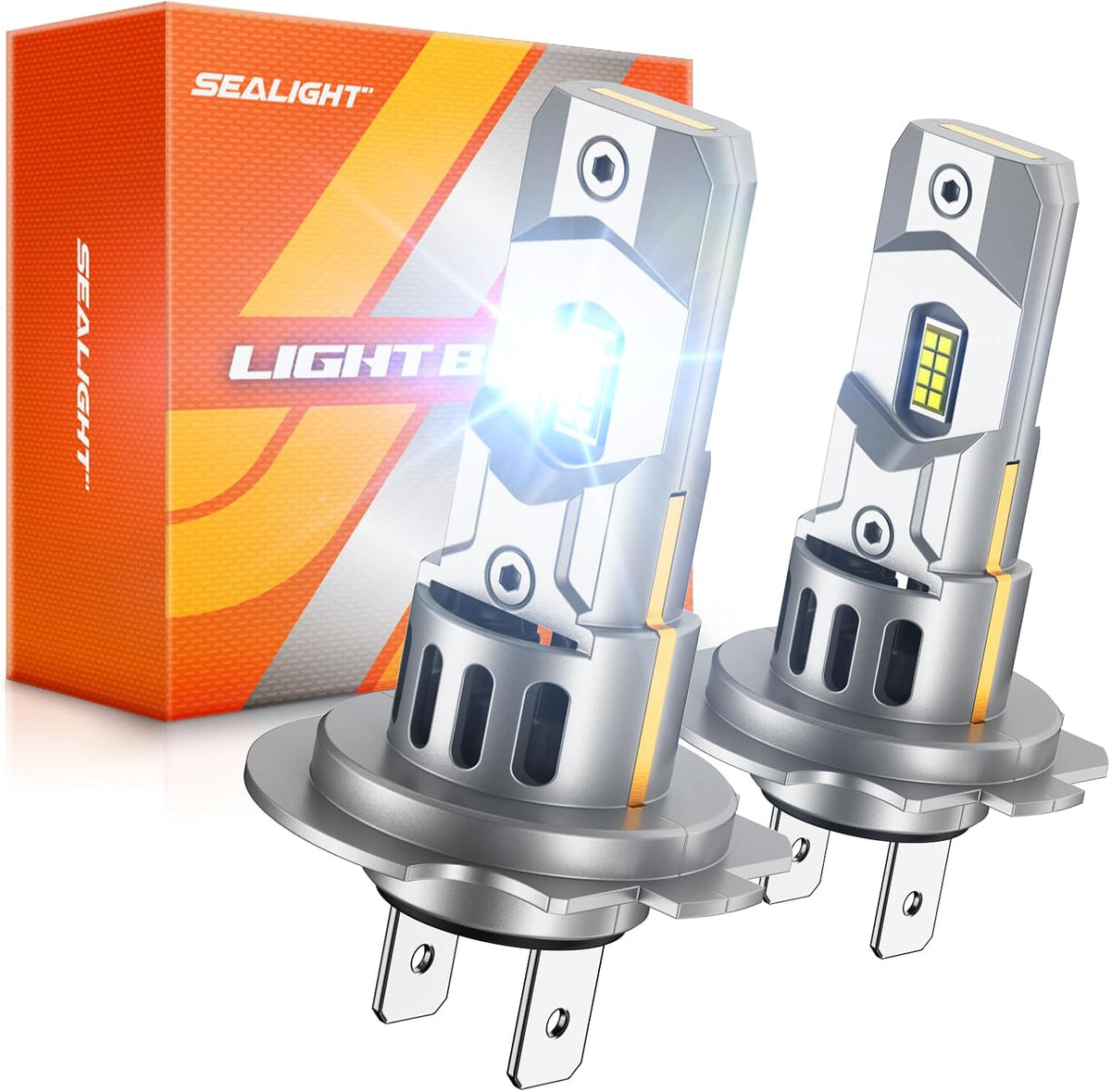 SEALIGHT Bombillas LED H7, bombillas H7 de 64,000 lúmenes, 900% de brillo, bombillas blancas frías de 6500 K con ventilador de 15000 rpm, ATV/UTV, 10 años de vida útil extendida IP68 impermeable