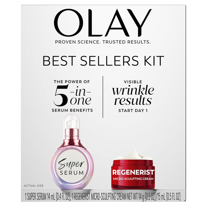 Olay Super Serum y MicroSculpting Cream Mini Duo Kit más vendido, S...