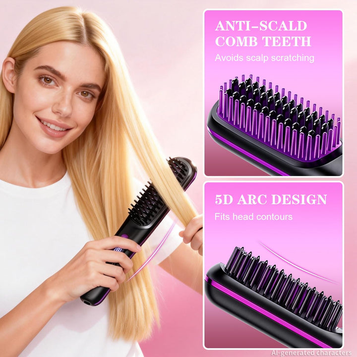 Go Brush Pro - Cepillo alisador de pelo inalámbrico, cepillos alisa...