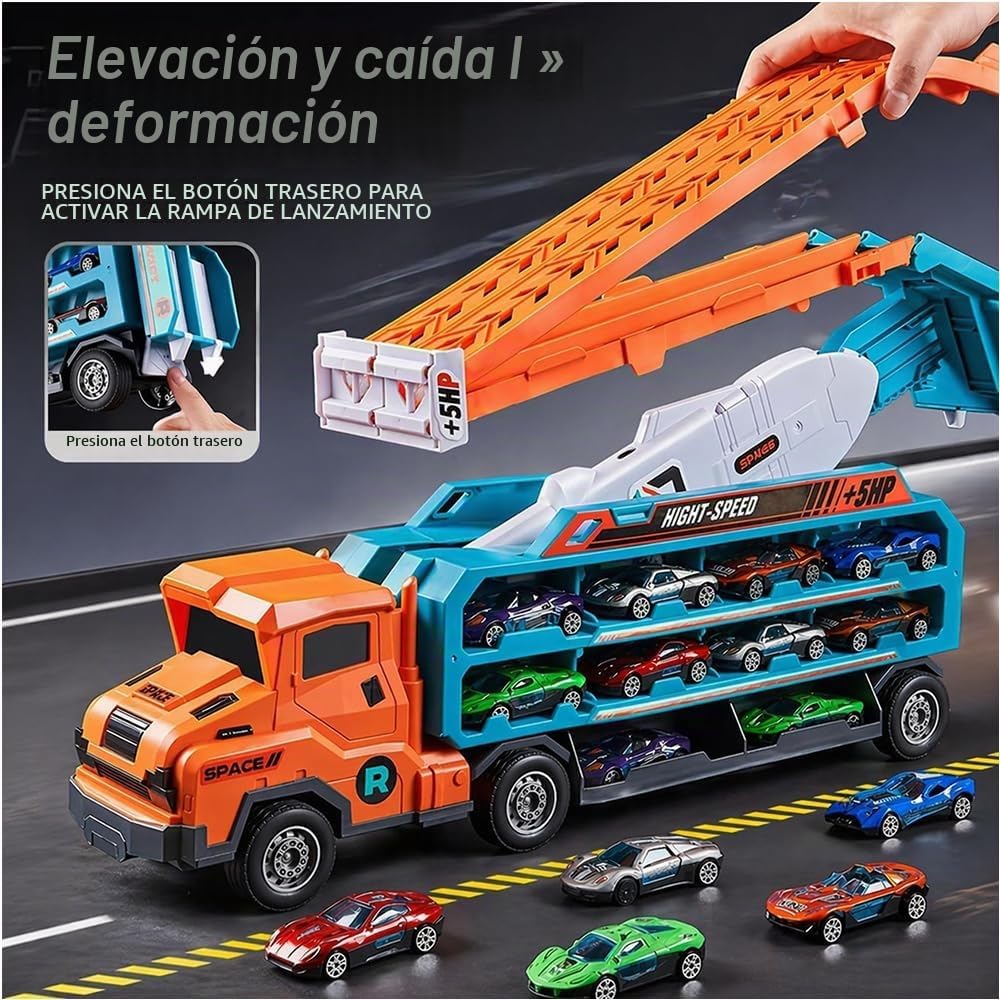 Juguete de camión portador, pista de carreras plegable de 2 capas de 33