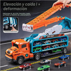 Juguete de camión portador, pista de carreras plegable de 2 capas de 33