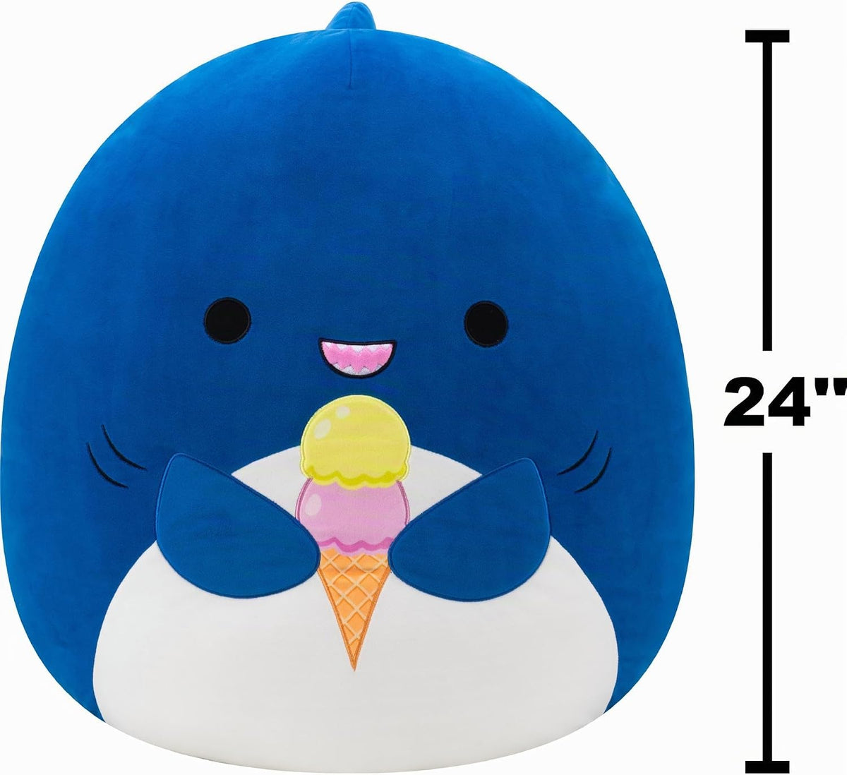 Squishmallows Original 24in Mav Blue Shark Holding Ice Cream – Official Jazwares Plush (Jumbo)