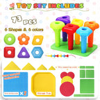 Juego de 73 piezas de juguetes apilables de construcción para niños de 3 a 6 años de edad, juguete educativo STEM para el desarrollo cerebral, juguetes sensoriales Montessori, mejora de varios juegos de cuerdas de plástico de espuma