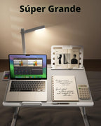 Bandeja escritorio para cama con lámpara LED, soporte para laptop SAIJI