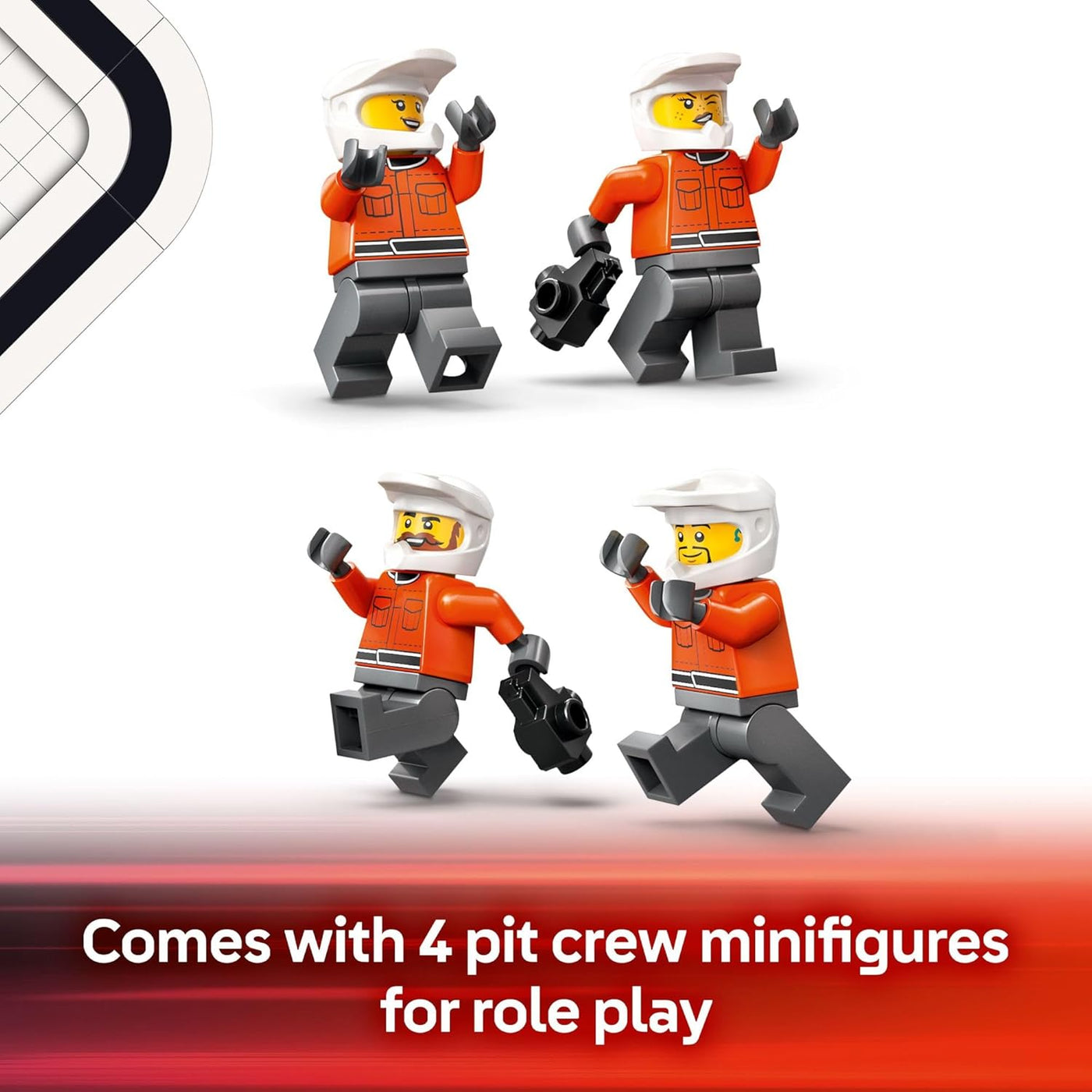 LEGO City F1 Pit Stop Pit Crew con coche Ferrari de