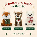 MorisMos Juego de animales de peluche navideños, oso polar de reno