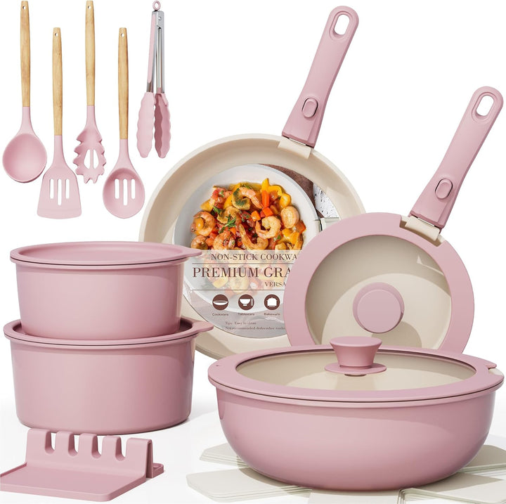 Astercook - Juego de utensilios de cocina de cerámica antiadherente...